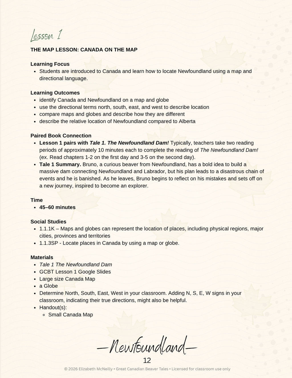 Alberta Social Studies "Time & Place" Physical Regions (Grade 2)