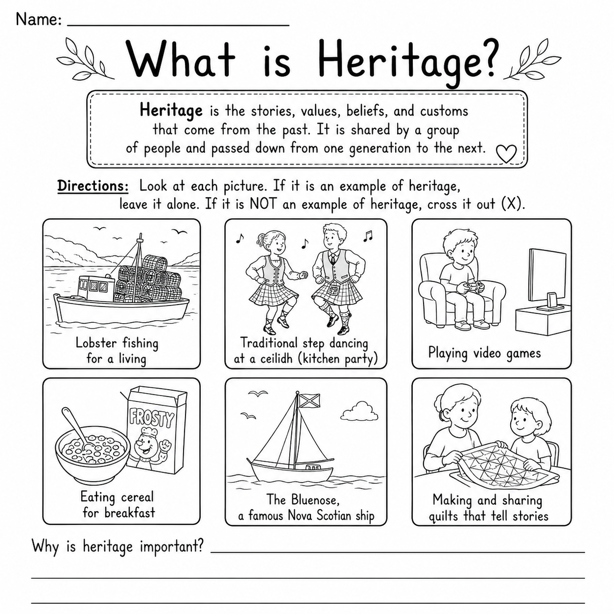Alberta Social Studies TIME & PLACE - Heritage & Traditions (Grade 2)